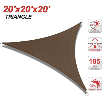 ABCCANOPY Sun Shade Sail, 20'X20'X20' Uv Block Canopy Sun Awning For Patio, Deck, Backyard (Brown)