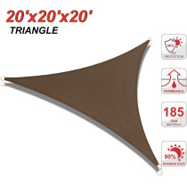 ABCCANOPY Sun Shade Sail, 20'X20'X20' Uv Block Canopy Sun Awning For Patio, Deck, Backyard (Brown)