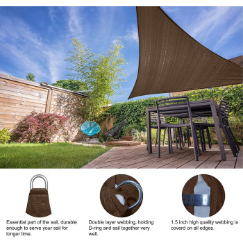 ABCCANOPY Sun Shade Sail, 20'X20'X20' Uv Block Canopy Sun Awning For Patio, Deck, Backyard (Brown)