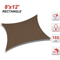 ABCCANOPY Sun Shade Sail, 8'X12' Uv Block Canopy Sun Awning For Patio, Deck, Backyard (Brown)