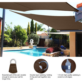 ABCCANOPY Sun Shade Sail, 8'X12' Uv Block Canopy Sun Awning For Patio, Deck, Backyard (Brown)