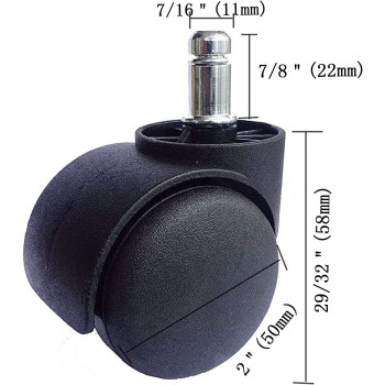 Accessbuy Office Chair Caster Wheel 2 Inch Universal Standard Size Computer Gaming Chair Caster Wheels Replacement Set Of 5 (Black)