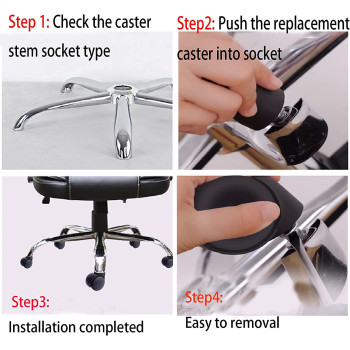 Accessbuy Office Chair Caster Wheel 2 Inch Universal Standard Size Computer Gaming Chair Caster Wheels Replacement Set Of 5 (Black)