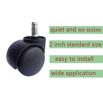 Accessbuy Office Chair Caster Wheel 2 Inch Universal Standard Size Computer Gaming Chair Caster Wheels Replacement Set Of 5 (Black)