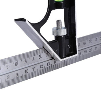 AKOZON Combination Square Ruler 300MM 12" - Stainless Steel Adjustable Engineers Combination Square Set Kit Right Angle Ruler