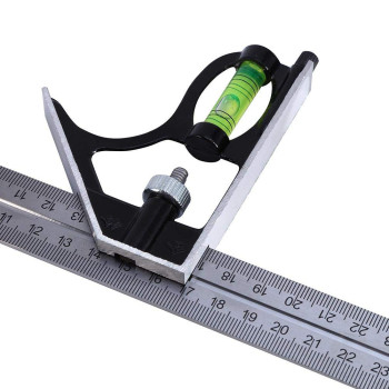 AKOZON Combination Square Ruler 300MM 12" - Stainless Steel Adjustable Engineers Combination Square Set Kit Right Angle Ruler