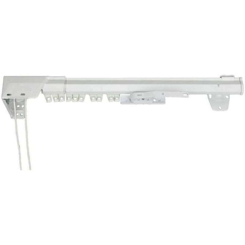 American Style Corded Adjustable Curtain Rail With Hanging Hooks, (White,160-290Cm)