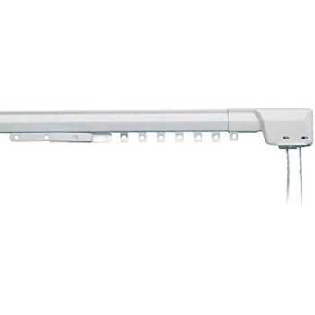 American Style Corded Adjustable Curtain Rail With Hanging Hooks, (White,160-290Cm)