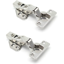 Andoer 2Pcs Stainless Steel Soft Close Cabinet Door Hinges Half Overlay Hydraulic Buffer Hinge
