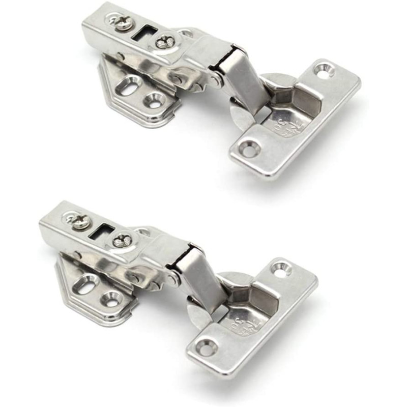 Andoer 2Pcs Stainless Steel Soft Close Cabinet Door Hinges Half Overlay Hydraulic Buffer Hinge