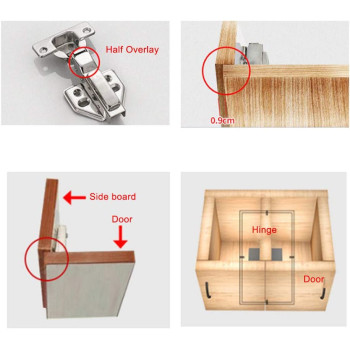 Andoer 2Pcs Stainless Steel Soft Close Cabinet Door Hinges Half Overlay Hydraulic Buffer Hinge