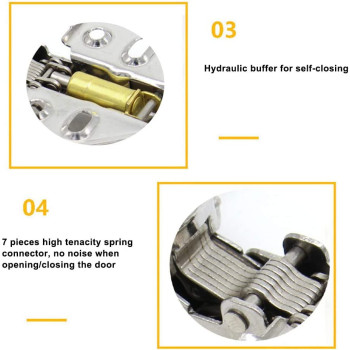 Andoer 2Pcs Stainless Steel Soft Close Cabinet Door Hinges Half Overlay Hydraulic Buffer Hinge