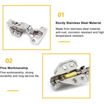 Andoer 2Pcs Stainless Steel Soft Close Cabinet Door Hinges Half Overlay Hydraulic Buffer Hinge
