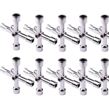 ATOPLEE 10Pcs 4-Way Multi-Functional Utilities Key, Stainless Steel Triangle/Square Universal Cross Triangle Key For Train Electrical Elevator Cabinet Valve Opening
