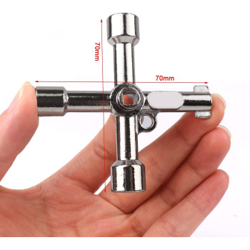 ATOPLEE 10Pcs 4-Way Multi-Functional Utilities Key, Stainless Steel Triangle/Square Universal Cross Triangle Key For Train Electrical Elevator Cabinet Valve Opening