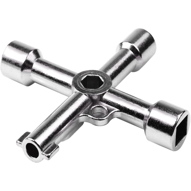 ATOPLEE 1Pcs 4 In 1 Alloy Triangle/Square Universal Cross Triangle Key For Train Electrical Elevator Cabinet Valve