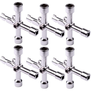 ATOPLEE 6Pcs 4-Way Multi-Functional Utilities Key, Stainless Steel Triangle/Square Universal Cross Triangle Key For Train Electrical Elevator Cabinet Valve Opening
