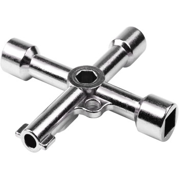 ATOPLEE 6Pcs 4-Way Multi-Functional Utilities Key, Stainless Steel Triangle/Square Universal Cross Triangle Key For Train Electrical Elevator Cabinet Valve Opening