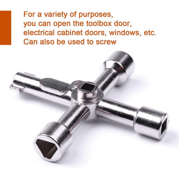 ATOPLEE 6Pcs 4-Way Multi-Functional Utilities Key, Stainless Steel Triangle/Square Universal Cross Triangle Key For Train Electrical Elevator Cabinet Valve Opening