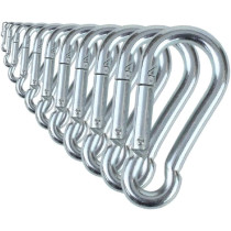 Branded Boards Heavy Duty Zinc-Galvanized Steel Carabiner Spring Snap Clip Link Hooks. 200-400Lb Load Rating. 6 Packs, 12 Packs And Variety Packs.