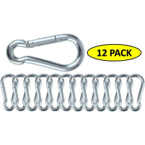 Branded Boards Heavy Duty Zinc-Galvanized Steel Carabiner Spring Snap Clip Link Hooks. 200-400Lb Load Rating. 6 Packs, 12 Packs And Variety Packs.