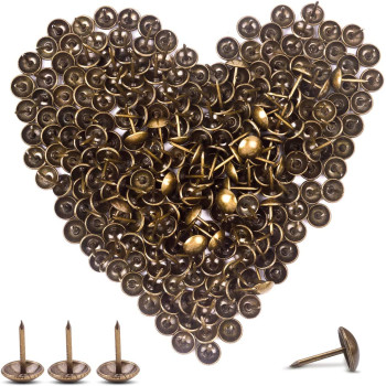 BronaGrand 100 Pieces Upholstery Nails Furniture Tacks Finish Tack Pins (Brass)