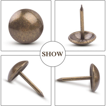 BronaGrand 100 Pieces Upholstery Nails Furniture Tacks Finish Tack Pins (Brass)