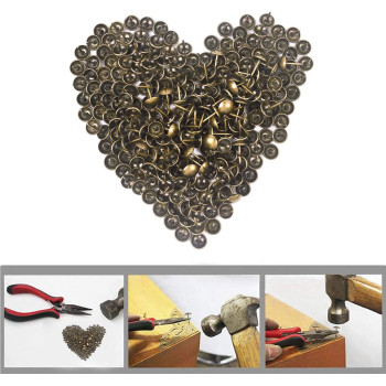 BronaGrand 100 Pieces Upholstery Nails Furniture Tacks Finish Tack Pins (Brass)