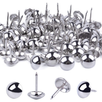 BronaGrand 100 Pieces Upholstery Tacks Furniture Nails Pins, 7/16 Inch (Silver)