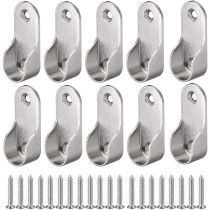 BYHLYH 10 Pcs Zinc Alloy Oval Wardrobe Hanging Rail Rod Rail Hanger Standard Tube Support Wardrobe Rod Socket Fitting Round Bracket Stainless Steel Closet Rod Brackets