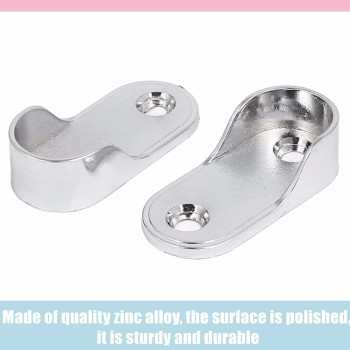 BYHLYH 10 Pcs Zinc Alloy Oval Wardrobe Hanging Rail Rod Rail Hanger Standard Tube Support Wardrobe Rod Socket Fitting Round Bracket Stainless Steel Closet Rod Brackets