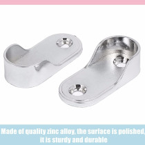 BYHLYH 10 Pcs Zinc Alloy Oval Wardrobe Hanging Rail Rod Rail Hanger Standard Tube Support Wardrobe Rod Socket Fitting Round Bracket Stainless Steel Closet Rod Brackets