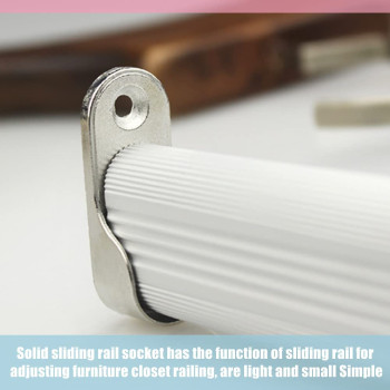 BYHLYH 10 Pcs Zinc Alloy Oval Wardrobe Hanging Rail Rod Rail Hanger Standard Tube Support Wardrobe Rod Socket Fitting Round Bracket Stainless Steel Closet Rod Brackets