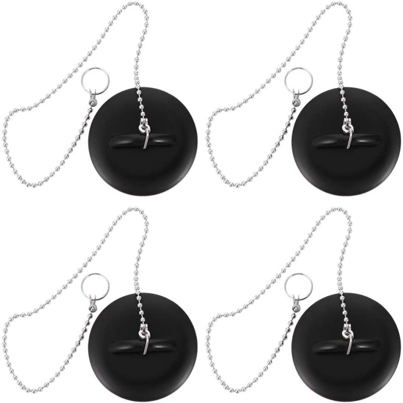 Cabilock 4Pcs Sink Plugs With Chain Rubber Sink Stopper Drain Plug With Hanging Ring Kitchen Sink Bathroom Bathtub Drain Cover Stopper Drain Protector Hair Catcher Trap