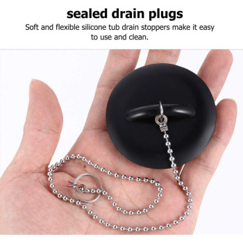 Cabilock 4Pcs Sink Plugs With Chain Rubber Sink Stopper Drain Plug With Hanging Ring Kitchen Sink Bathroom Bathtub Drain Cover Stopper Drain Protector Hair Catcher Trap