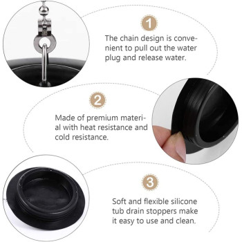 Cabilock 4Pcs Sink Plugs With Chain Rubber Sink Stopper Drain Plug With Hanging Ring Kitchen Sink Bathroom Bathtub Drain Cover Stopper Drain Protector Hair Catcher Trap