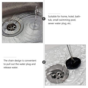 Cabilock 4Pcs Sink Plugs With Chain Rubber Sink Stopper Drain Plug With Hanging Ring Kitchen Sink Bathroom Bathtub Drain Cover Stopper Drain Protector Hair Catcher Trap