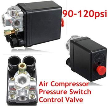CARABAZ 90-120 Psi Air Compressor Parts Pneumatic Switch Valve Air Pump Automatic Switch Pressure Controller 12 Bar 20A 220V 4 Port