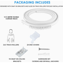 CHU KE Alloy Plastic Windows And Balcony Curtain Track Soft Curved Track Curved Track Rail Slide Rail Accessories (5 Meters). Bendable Straight Curved Curtain Track Top Mounting Ceilling Installation