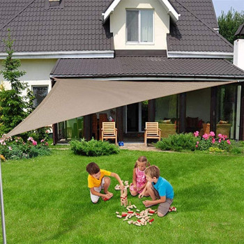 CLG Triangle Sun Shade Sail, Outdoor Swimming Pools Garden Patio, Waterproof 98% Anti-Uv Sunscreen Awning Canopy, Various Sizes, Easy Clean, Brown