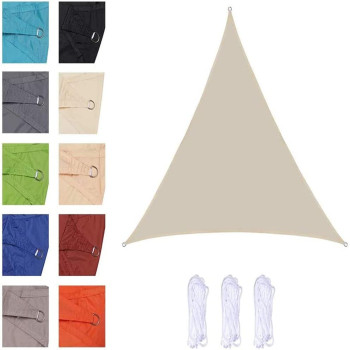 CLG Triangle Sun Shade Sail, Outdoor Swimming Pools Garden Patio, Waterproof 98% Anti-Uv Sunscreen Awning Canopy, Various Sizes, Easy Clean, Cream Color