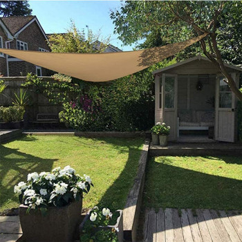 CLG Triangle Sun Shade Sail, Outdoor Swimming Pools Garden Patio, Waterproof 98% Anti-Uv Sunscreen Awning Canopy, Various Sizes, Easy Clean, Cream Color