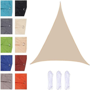CLG Triangle Sun Shade Sail, Outdoor Swimming Pools Garden Patio, Waterproof 98% Anti-Uv Sunscreen Awning Canopy, Various Sizes, Easy Clean, Creamy-White