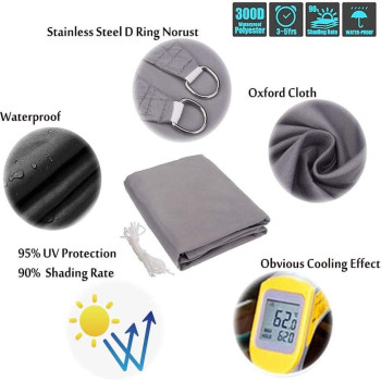 CLG Triangle Sun Shade Sail, Outdoor Swimming Pools Garden Patio, Waterproof 98% Anti-Uv Sunscreen Awning Canopy, Various Sizes, Easy Clean, Dark Grey
