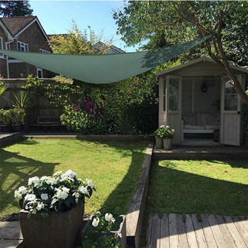 CLG Triangle Sun Shade Sail, Outdoor Swimming Pools Garden Patio, Waterproof 98% Anti-Uv Sunscreen Awning Canopy, Various Sizes, Easy Clean, Dark Green