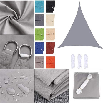 CLG Triangle Sun Shade Sail, Outdoor Swimming Pools Garden Patio, Waterproof 98% Anti-Uv Sunscreen Awning Canopy, Various Sizes, Easy Clean, Grey