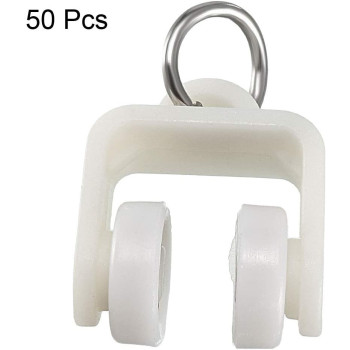 uxcell Curtain Track Plastic Twin Wheeled Carriers Drapery Rail Sliding Glider for Windows Shower Curtain Tracks 13mm Dia 50 Pcs