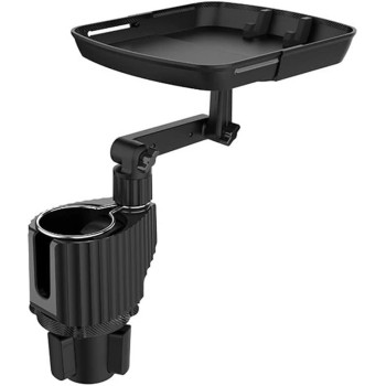 2 in 1 Multifunctional Car Cup Drink Holder, Expander Adjustable Detachable Food Tray, can extend to 9.4x8.3 inch, with flexible silicone phone slot