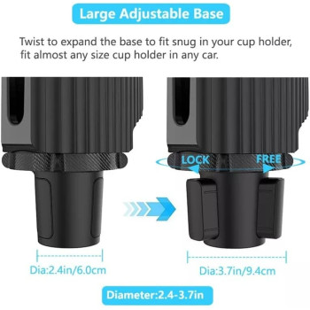 2 in 1 Multifunctional Car Cup Drink Holder, Expander Adjustable Detachable Food Tray, can extend to 9.4x8.3 inch, with flexible silicone phone slot