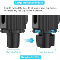 2 in 1 Multifunctional Car Cup Drink Holder, Expander Adjustable Detachable Food Tray, can extend to 9.4x8.3 inch, with flexible silicone phone slot
